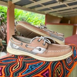 Sperry Top-Sider Boat Shoes Tan‎ Leather Mesh Size 8M Men's Classic Deck Shoe